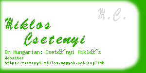 miklos csetenyi business card